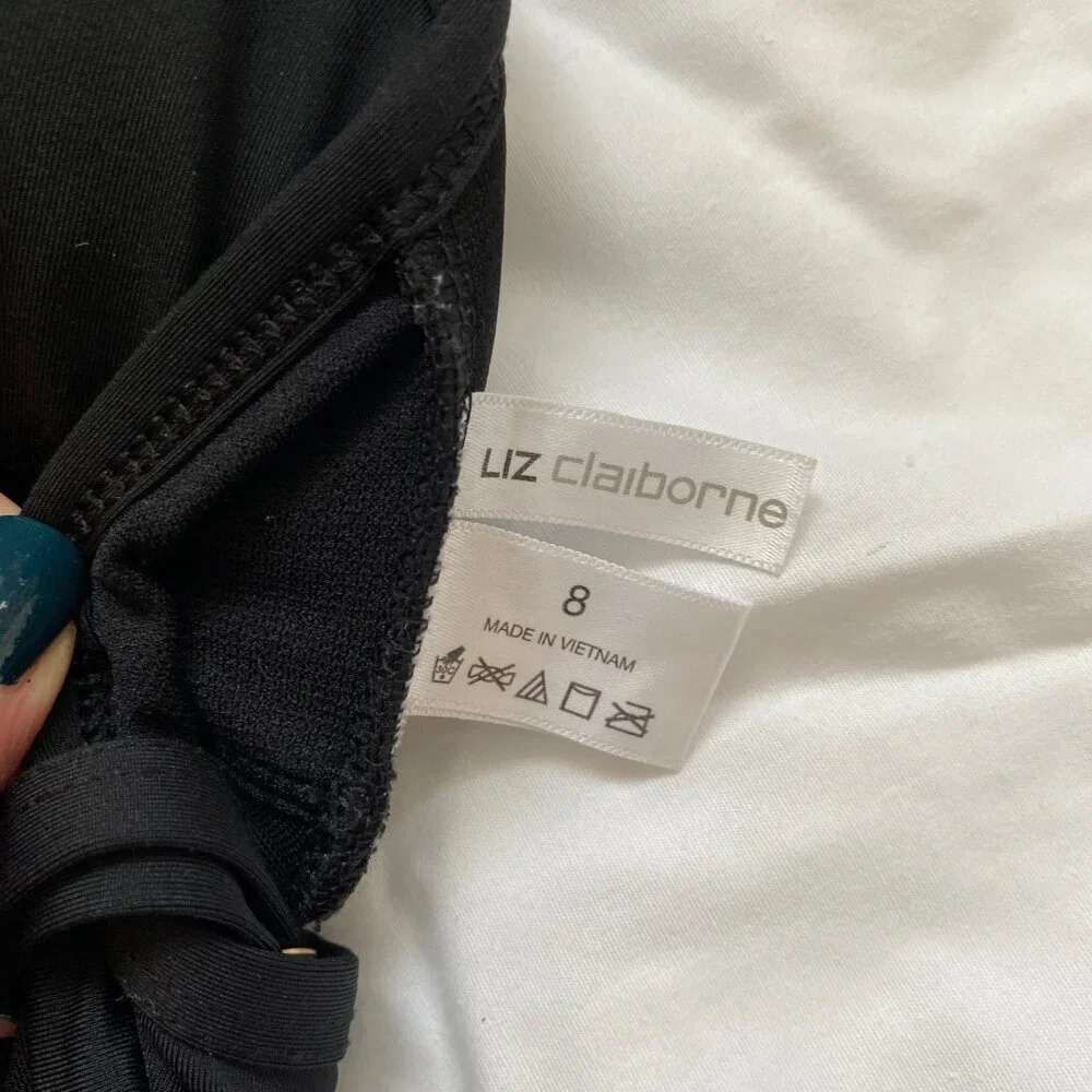 LIZ CLAIBORNE black one piece bathing suit, sz 8.